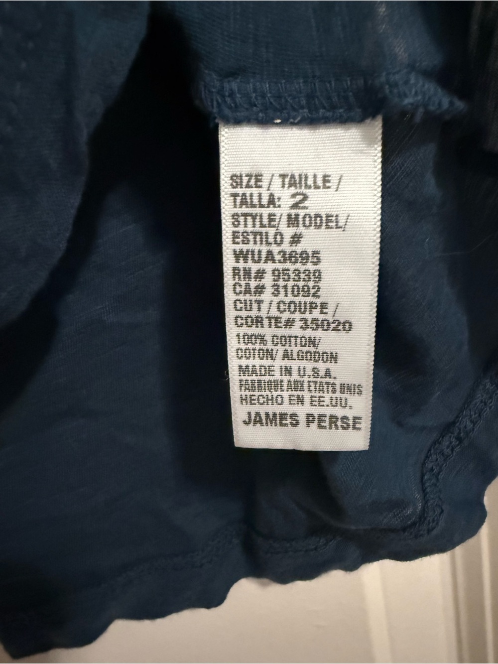 James Perse Blue V-Neck Short Sleeve Tee - Picture 3 of 4